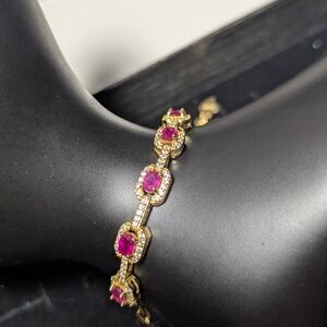 Ruby with CZ Gold Plated Bracelet